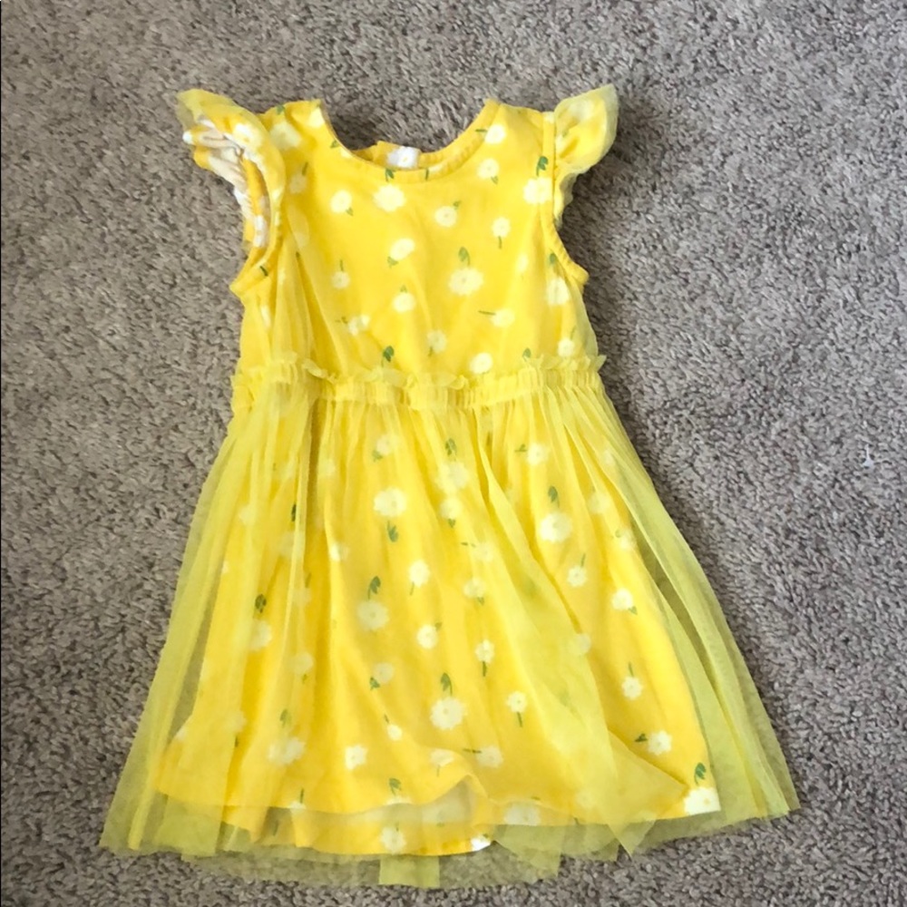 Yellow flower dress with lace overlay